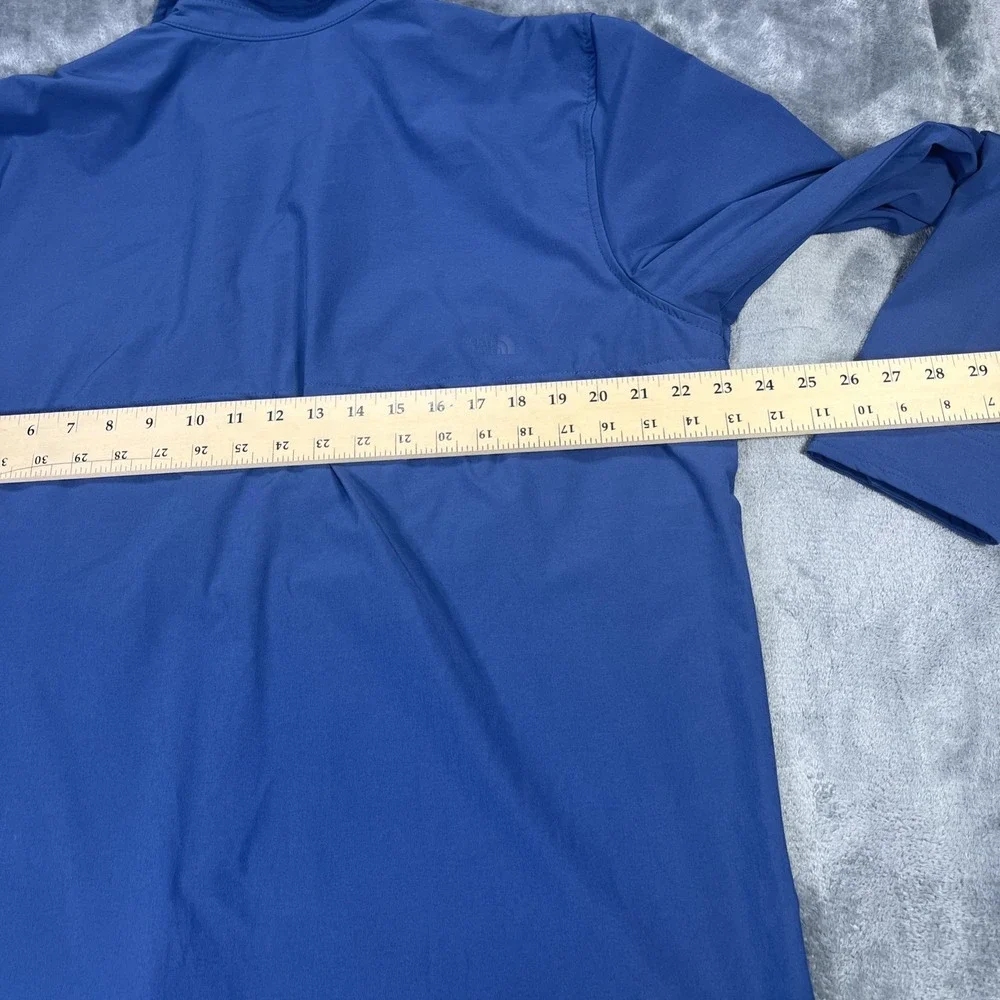 North Face Shirt Men Large Blue Vapor Wick Long Sleeve Button Double Pocket Vent
